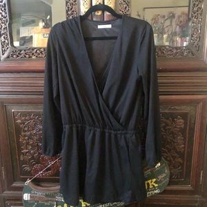 Mango V Neck Long Sleeve Short Jumpsuit